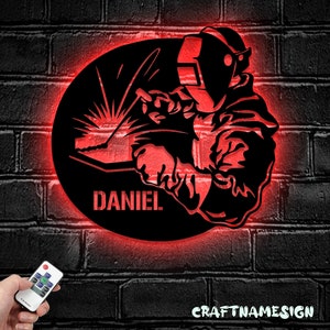 Skull Welding Metal Wall Art LED Light - Welder Skull Sign Home Decor - Ideal for Home Decor & Gift