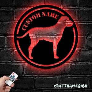 Luz LED personalizada para arte de pared de Metal Labrador Retriever, signo de nombre personalizado para amantes de los perros, decoración del hogar, guardería para niños, Animal mascota
