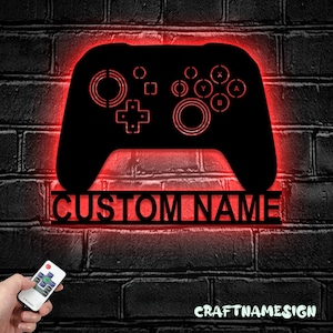 Custom Video Game Room Metal Wall Art LED Light - Personalized Gamer Name Sign Home Decor - Ideal for Home Decor & Gift