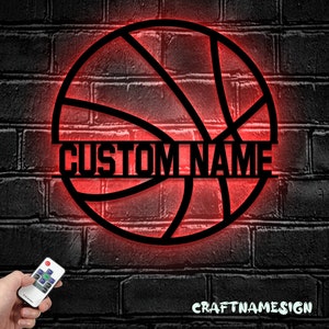 Custom Basketball Metal Wall Art LED Light - Personalized Player Lover Name Sign Home Decor - - Ideal for Home Decor & Gift