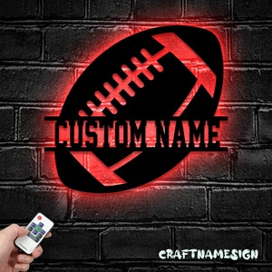 Custom American Football Metal Wall Art LED Light - Personalized Player Lover Sign Home Decor - Ideal for Home Decor & Gift