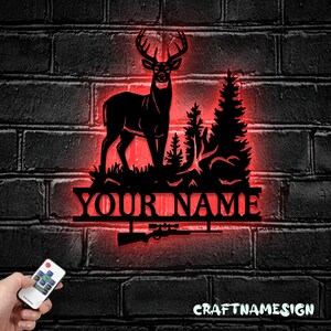 Outdoor Jagd Metall Wand Kunst LED Licht - Personalisierte Outdoor Jagd Metall Schild Wohnkultur - Ideal für Wohnkultur