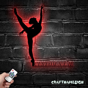 Custom Modern Dance Metal Wall Art LED Lights | Personalized Girl Ballet Dancing Name Sign |Home Decor Dancer Kids Nursery | Decoration