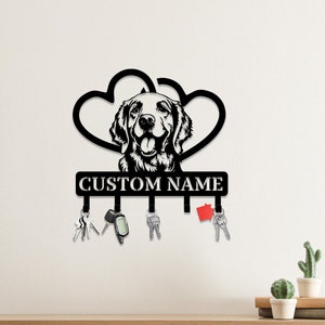 Benutzerdefinierte Golden Retriever Metall Schlüsselhalter, Welpe Dekorativer Schlüsselhalter, Metall Garderobe, Eingang Garderobenhaken, Metall Schlüssel Aufhänger, Schlüssel Organizer