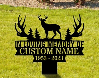 Custom Deer Hunting Memorial Stake, Cemetery Stake, Grave Marker, Memorial Stake, Hunter Loss, In Memorial Of Gift, Hunter Loss, Dad Lost