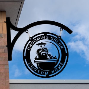 Custom Grooming Salon Metal Hanging Sign, Large Metal Laser Cut, Pet Grooming Pet Care Clinic Outdoor Wall Decor, Pet Haircut Metal Sign