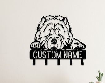 Custom Chow Chow Dog Metal Key Holder, Puppy Decorative Key Holder, Metal Coat Rack, Entryway Coat Hooks, Metal Key Hanger, Key Organizer