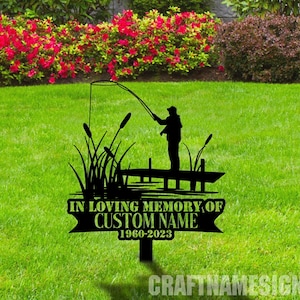 Custom Bass Fishing Fisherman Memorial Stake, Memorial Plaque with Stake, Grave Marker, Metal Grave Stake, Cemetery Stake, Sympathy Sign