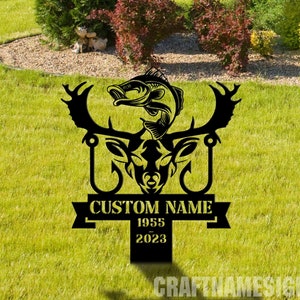 Custom Hunting Memorial Stake, Cemetery Stake, Grave Marker, Fishing Memorial Stake, Fisher Loss, In Memorial Of Gift, Hunter Loss, Dad lost