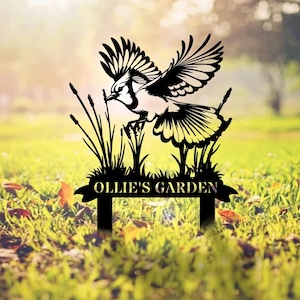 Customized Outdoor Blue Jay Metal Sign With Stake, Blue Jay Bird Garden Stake Decor, Personalized Blue Jay Lover Garden Stake Sign