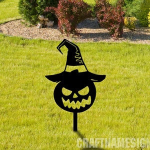 Pumpkin Witch Halloween Outdoor Metal Sign With Stakes, Pumpkin Stake, Stake Outdoor Halloween Pumpkin, Horror Halloween Decoration