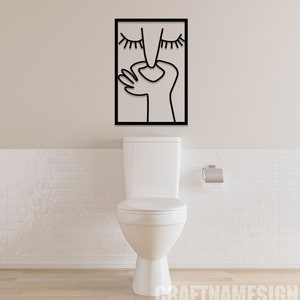 Girl Holds Nose Bathroom Metal Wall Art, Bathroom Funny Decor, Humour Girl Restroom Accessories ...
