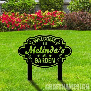 Custom Metal Garden Sign with Stakes, Garden Stake Sign Personalized, Garden Metal Sign, Gardener Decor, Metal Yard Decor, Gardening Gifts