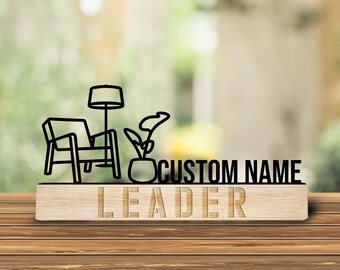 Custom Wooden Interior Designer Desk Name Plate, Designer Metal Nameplate for desk, Desk Decor, Office Decor, Desk Name Plate, New Job Gift