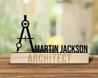 Custom Wooden Architect Desk Name Plate, Architecture Metal Nameplate for desk, Desk Nameplate, Office Decor, Desk Name Plate, New Job Gift