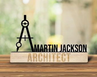 Custom Wooden Architect Desk Name Plate, Architecture Metal Nameplate for desk, Desk Nameplate, Office Decor, Desk Name Plate, New Job Gift