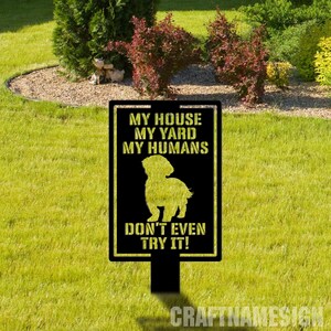 Don&#39;t Event Try It Tzu Dog Warning Garden Stake, Tzu Dog Metal Stake, Warning Dog Garden Stake, Beware Of Dog Outdoor Yard House Decor