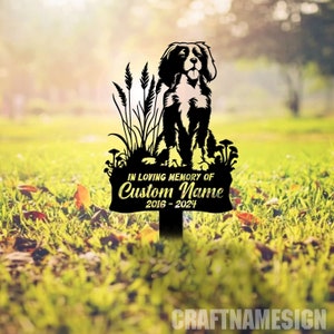Paletto commemorativo in metallo per cimitero a forma di cane King Charles Spaniel, targa commemorativa per cani con paletto, lapide, paletto da giardino in metallo, paletto per tomba.