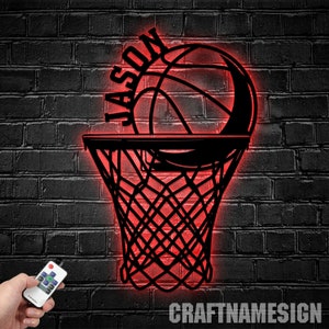 Personalized Basketball Metal Wall Art Led Light, Basketball Metal Sign, Basketball Player Name Sign, Basketball Wall Decor, Basketball Gift