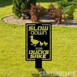 Personalized Ducks Crossing Metal Garden Sign With Stakes, Welcome Duck Garden Stake Sign, Personalized Duck Farm Metal Sign, Farmer Gift