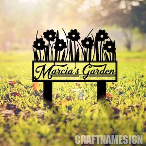 Custom Flower Garden Metal Sign With Stake, Flower Garden Stake Decor, Personalized Grandma&#39;s Garden Stake Sign, Flower Outdoor Metal Stakes