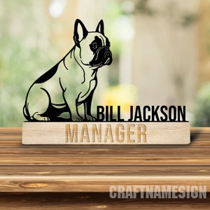 Plaque signalétique en bois pour amateur de bouledogue, plaque signalétique en métal bouledogue français pour bureau, plaque signalétique de bureau, décoration de bureau, plaque signalétique de bureau, cadeau nouvel emploi