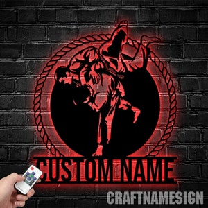 Personalized Brazilian Jiu Jitsu Metal Wall Art LED Light, Custom Martial Arts Sign, Dojo Decor, Brazilian Jiu Jitsu Gift, Jiu Jitsu Dojo