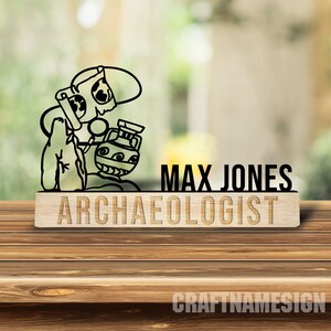 Custom Wooden Archaeologist Desk Name Plate, Archaeology Metal Nameplate for desk, Archaeology Desk Nameplate, Office Decor, Desk Name Plate