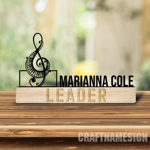 Custom Wooden Music Teacher Desk Name Plate, Teacher Metal Nameplate for desk, Desk Nameplate, Office Decor, Desk Name Plate, New Job Gift