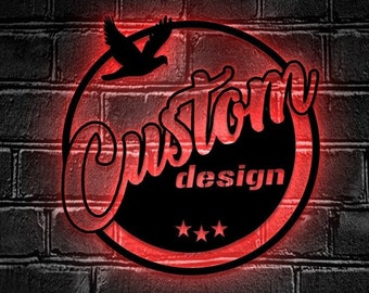 Custom Logo Design Metal Wall Art LED Light - Personalized Business Logo Name Sign - Symbol Name Logo Decoration Housewarming Xmas Gifts