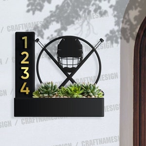 Jardinière de hockey sur glace personnalisée avec numéro de maison, plaque d'adresse de jardinière, jardinière d'adresse, jardinière d'adresse en acier résistant aux intempéries