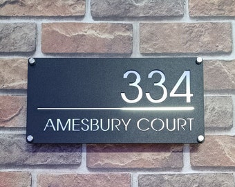 Letrero con número de casa personalizado, cuadro con número, placa de dirección personalizada, regalos de Navidad, letrero de casa iluminado, letrero con dirección, letrero para puerta