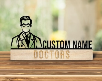 Custom Wooden Doctor Desk Name Plate, Healthcare Doctor Metal Nameplate for desk, Desk Nameplate, Doctor Office Decor, New Job Gift