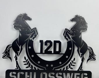 Custom Horse Ranch Outdoor Number Metal Address Sign, Personalized Horse Lovers Number Metal Name Sign Outdoor, Address House Number