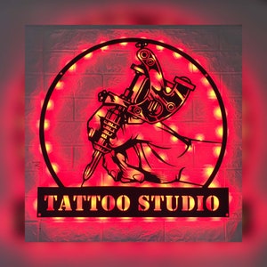 Personalized Tattoo Artist Metal Wall Art LED Light - Custom Ink Studio Name Sign Home Decor - Metal Sign - Ideal for Home Decor & Gift