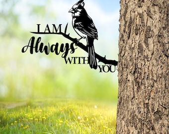 Custom Cardinal Bird Metal Tree Stake, Cardinal Garden Sculpture Metal Tree Art, Laser Cut Metal Garden Art, Gift for Grandma