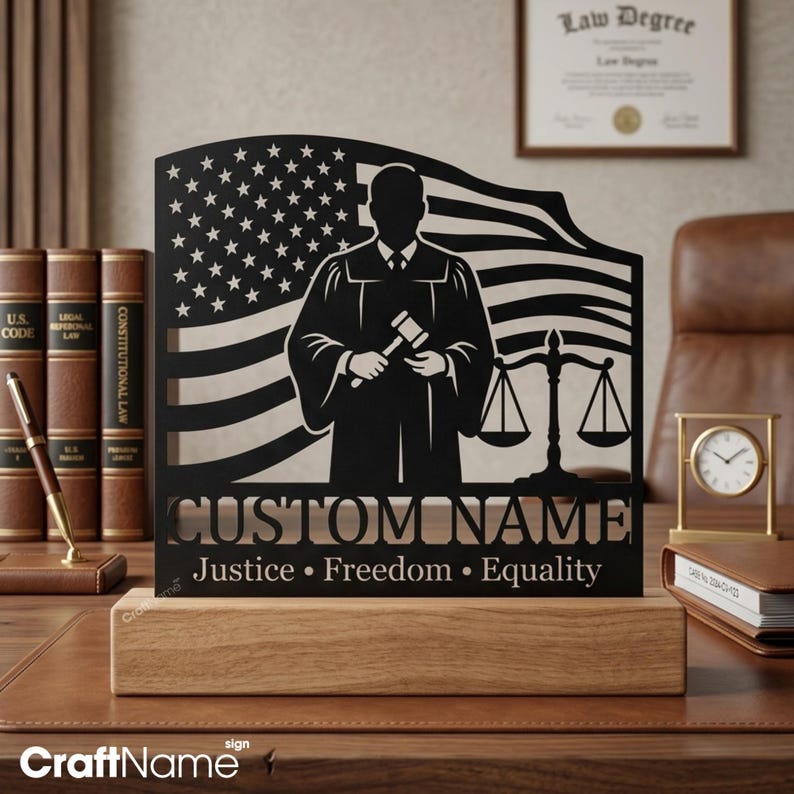 Custom Judge Metal Table Decor, Justice Scale Sign for Office or Legal ...