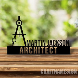 Custom Wooden Architect Desk Name Plate, Architecture Metal Nameplate for desk, Desk Nameplate, Office Decor, Desk Name Plate, New Job Gift image 4