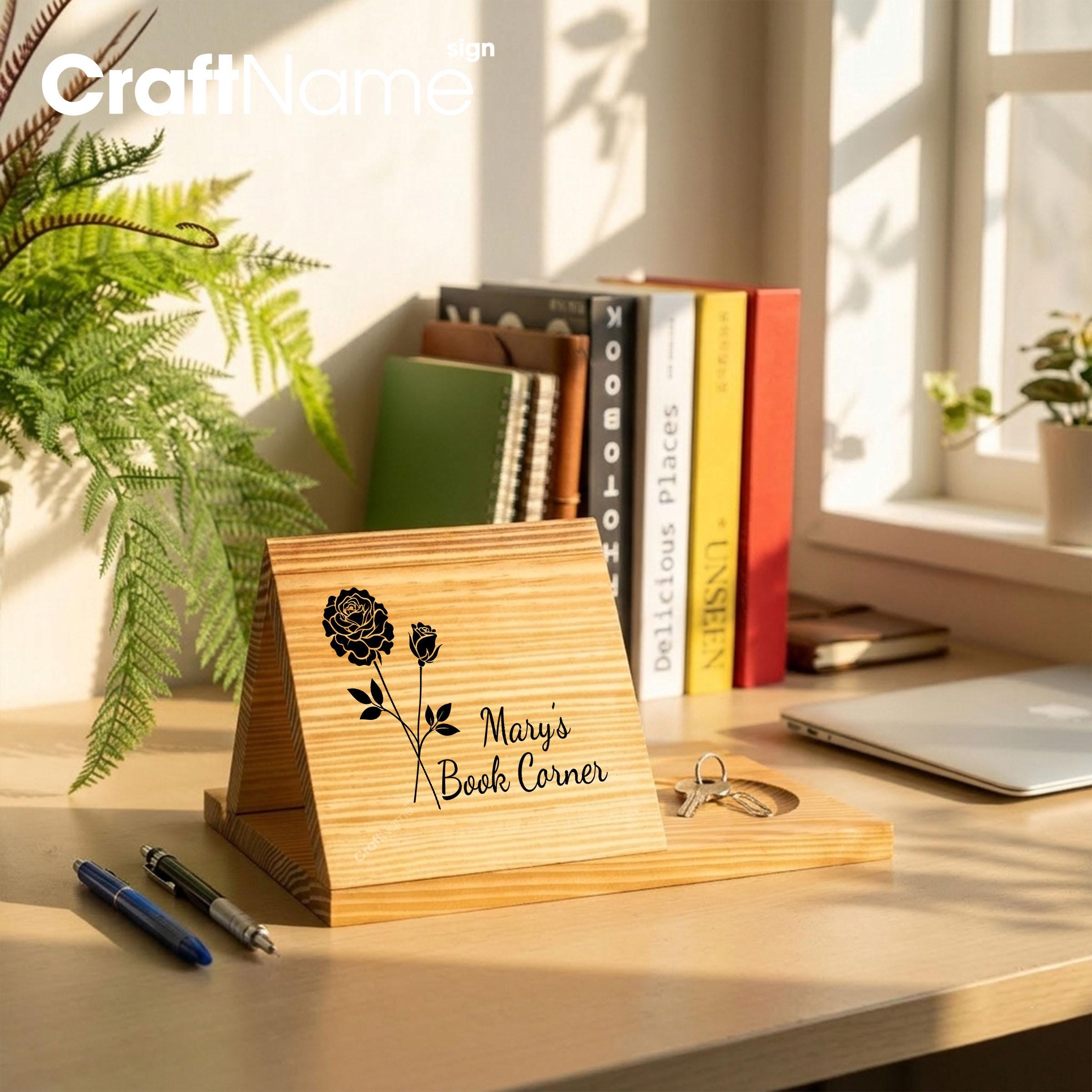 Personalized Wooden Book Holder, Custom Book Stand for Home Library or ...