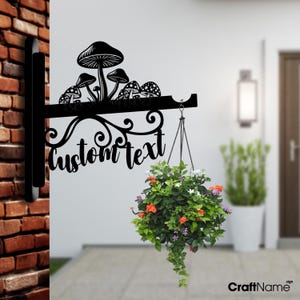 Personalized Mushroom Garden Hanging Planter Metal Wall Art, Custom Mushroom Hanging Planter Indoor, Plant Hanger Gift for Plant Lover