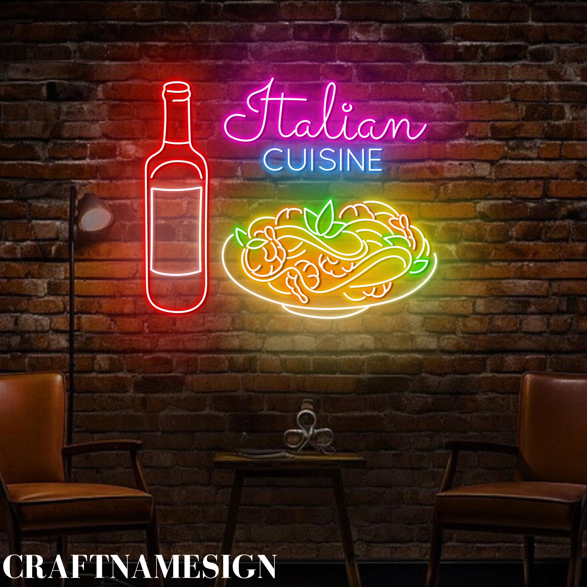 Italian Cuisine Neon Sign, Italian Restaurant Led Sign, Italian