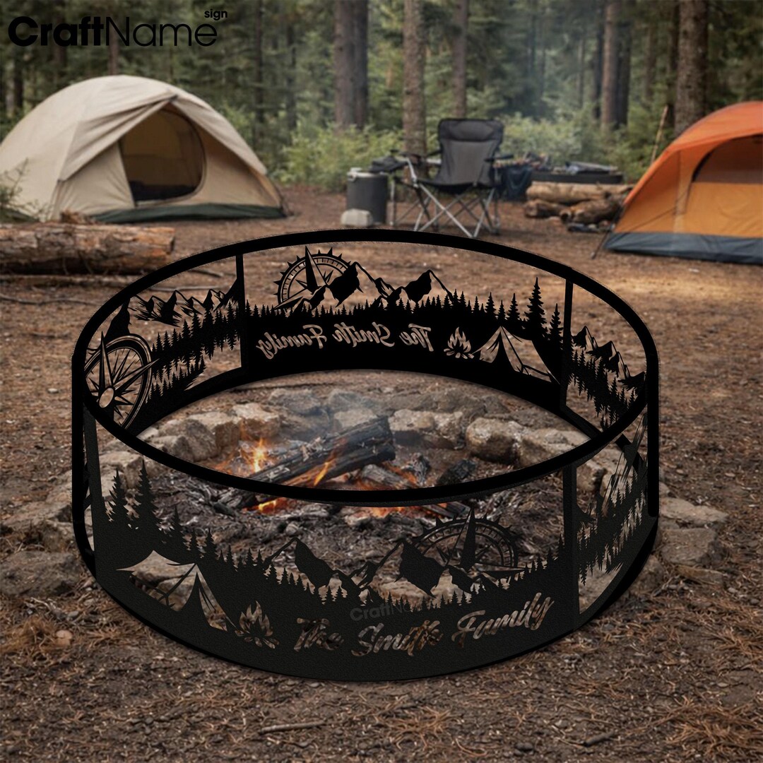 Compass Fire Ring Custom Fire Ring, Fire Pit With Clean Directional Compass Design for ...