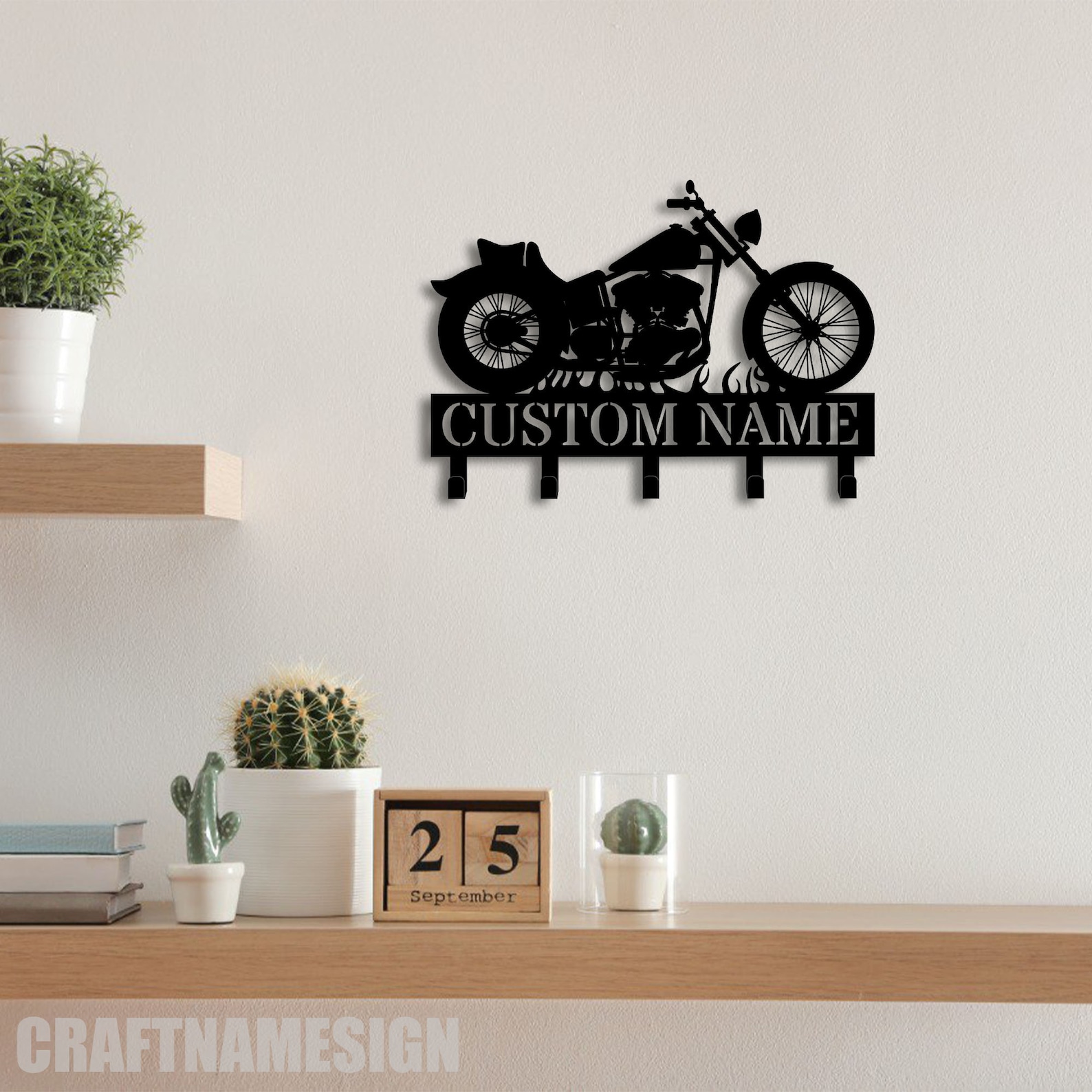 Custom Motocross Biker Metal Key Holder, Dirt Bike Entryway Organizer ...