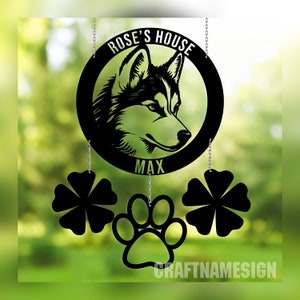 Personalized Metal Siberian Husky Dog Wind Chime, Garden Decor, Outdoor Tree Hanger, Farm House Decor, Garden Hanger Outdoor, Dog Yard Art