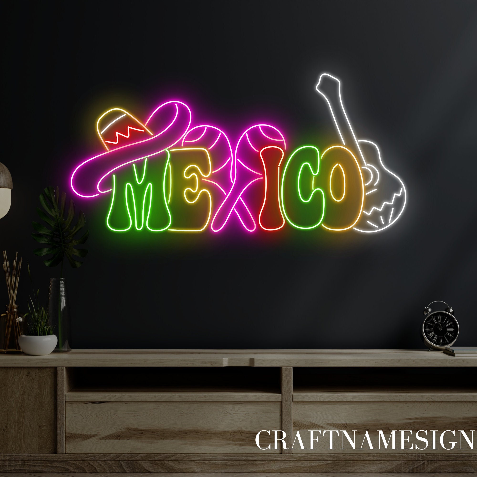 Mexico Neon Sign, Mexico Music Club Led Sign, Custom Neon Sign