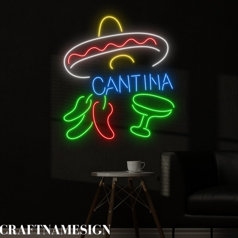 Mexican Cantana Neon Sign, Mexican Wine Bar Led Sign, Custom Neon Sign ...