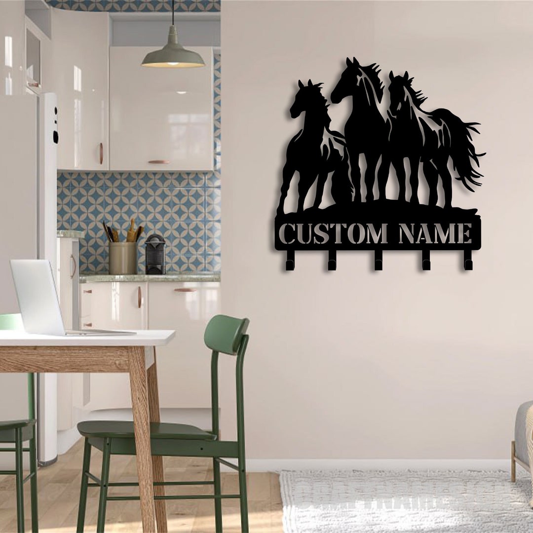 Custom Horse Metal Key Holder, Running Horses Decorative Key Holder