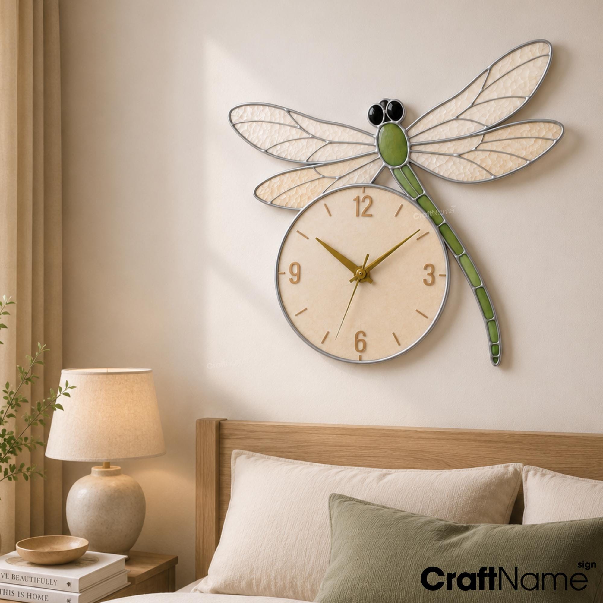 Stick Insect Clock Dragonfly Stained Glass Wall Clock, Suncatcher Insect Art Garden Decor ...