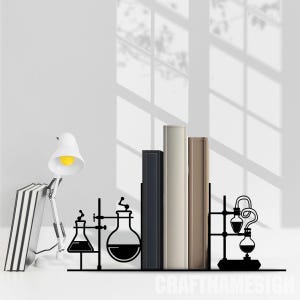 Custom Bookend Chemical Metal Table Decor, Personalized Name Book End, Book Stand Black Metal Art, Book Nook Office Decor for Book Lover