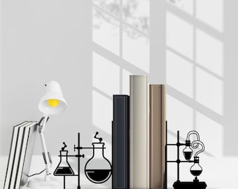 Dekoracja stołu z metalu chemicznego na zamówienie, spersonalizowana podpórka do książek z imieniem, stojak na książki z czarnego metalu, dekoracja biurowa w kąciku książkowym dla miłośników książek